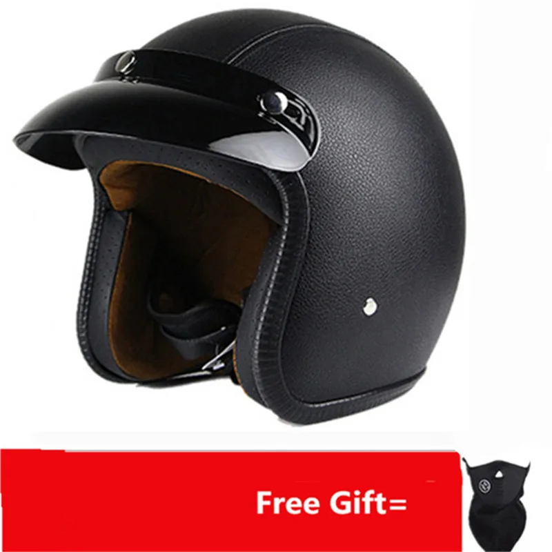 Vintage Open Face Retro Helmet - Retro Vintage Cafe Racer Motorcycle Helmet