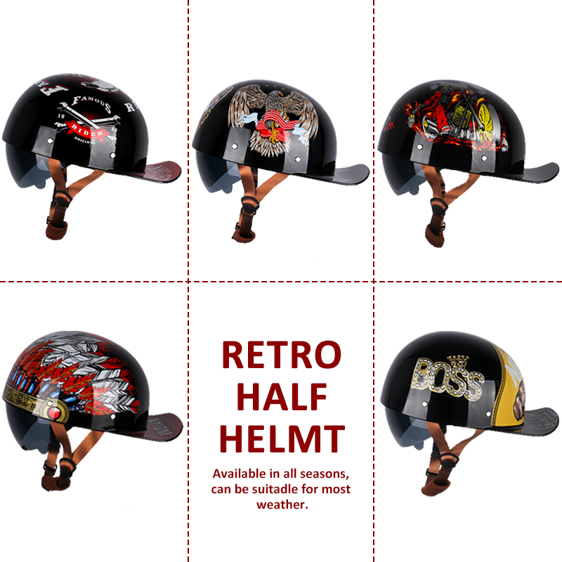 Uchoose Summer Motorcycle Casq - Vintage Open Face Retro Helmet review and price