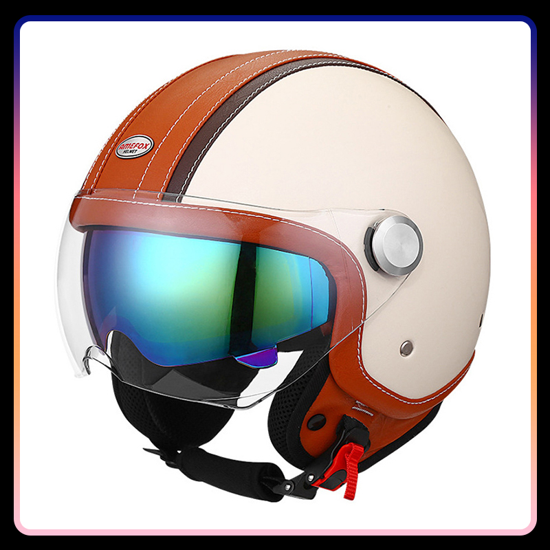 DOT Approved Daul Lens Open Fa - Vintage Open Face Retro Helmet review and price