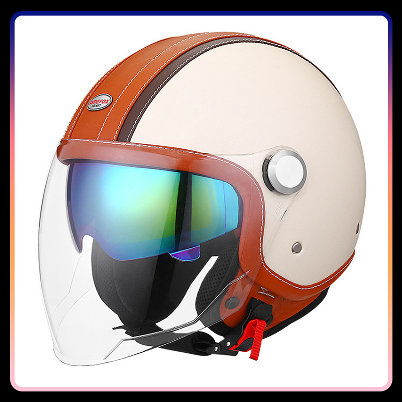 DOT Approved Daul Lens Open Fa - Vintage Open Face Retro Helmet review and price