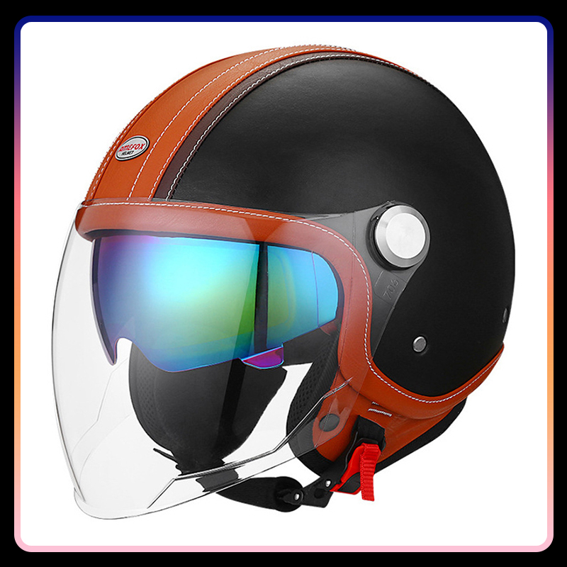 DOT Approved Daul Lens Open Fa - Vintage Open Face Retro Helmet review and price