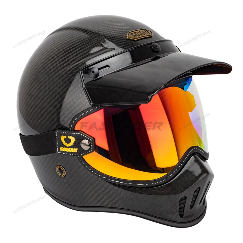 SOMAN Vintage Motorcycle Goggl - Vintage Open Face Retro Helmet review and price